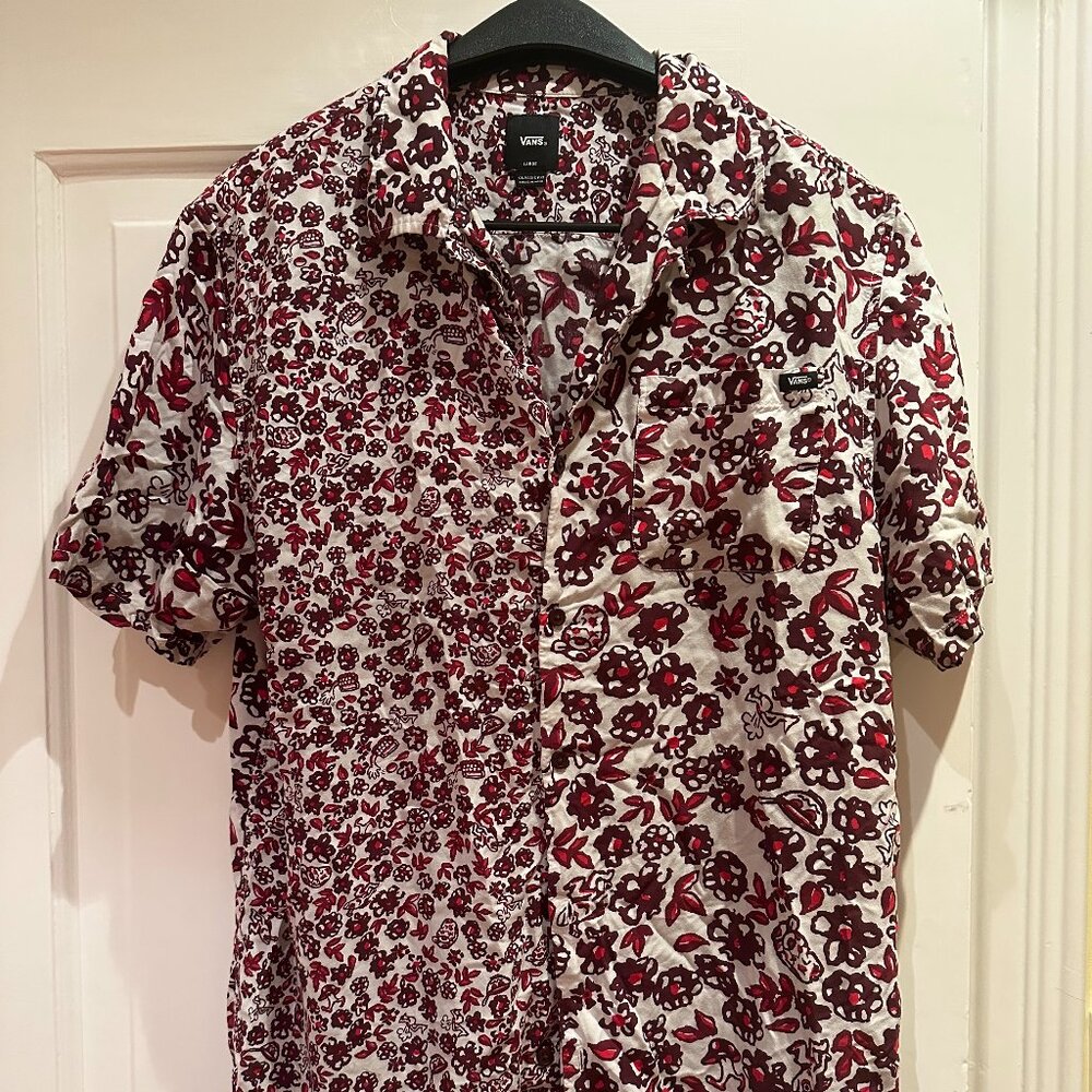 Cream + Magenta Vans button-up